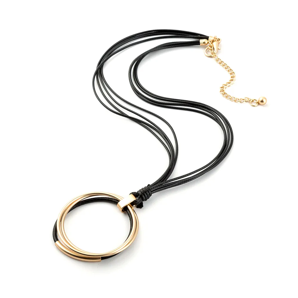 

Metal Multi-Round Multi-ropes Necklace Jewelry Women New Trendy Pendants Female Accessory Ornaments kolye bijoux femme