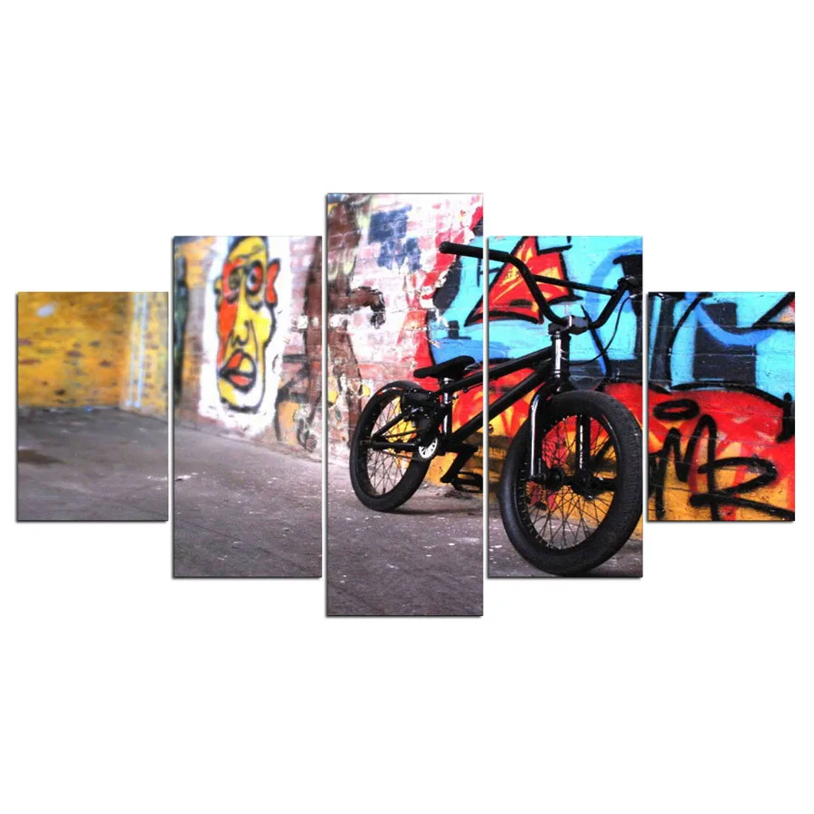 Холст Картины печатных 5 шт. абстрактный велосипед стены Книги по искусству холст