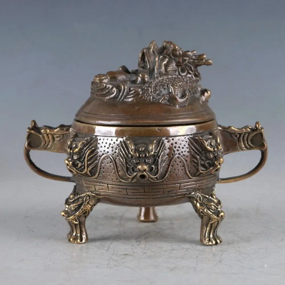 Китайский антиквариат редкая латунная ручная работа MING XUANDE Единорог благовония