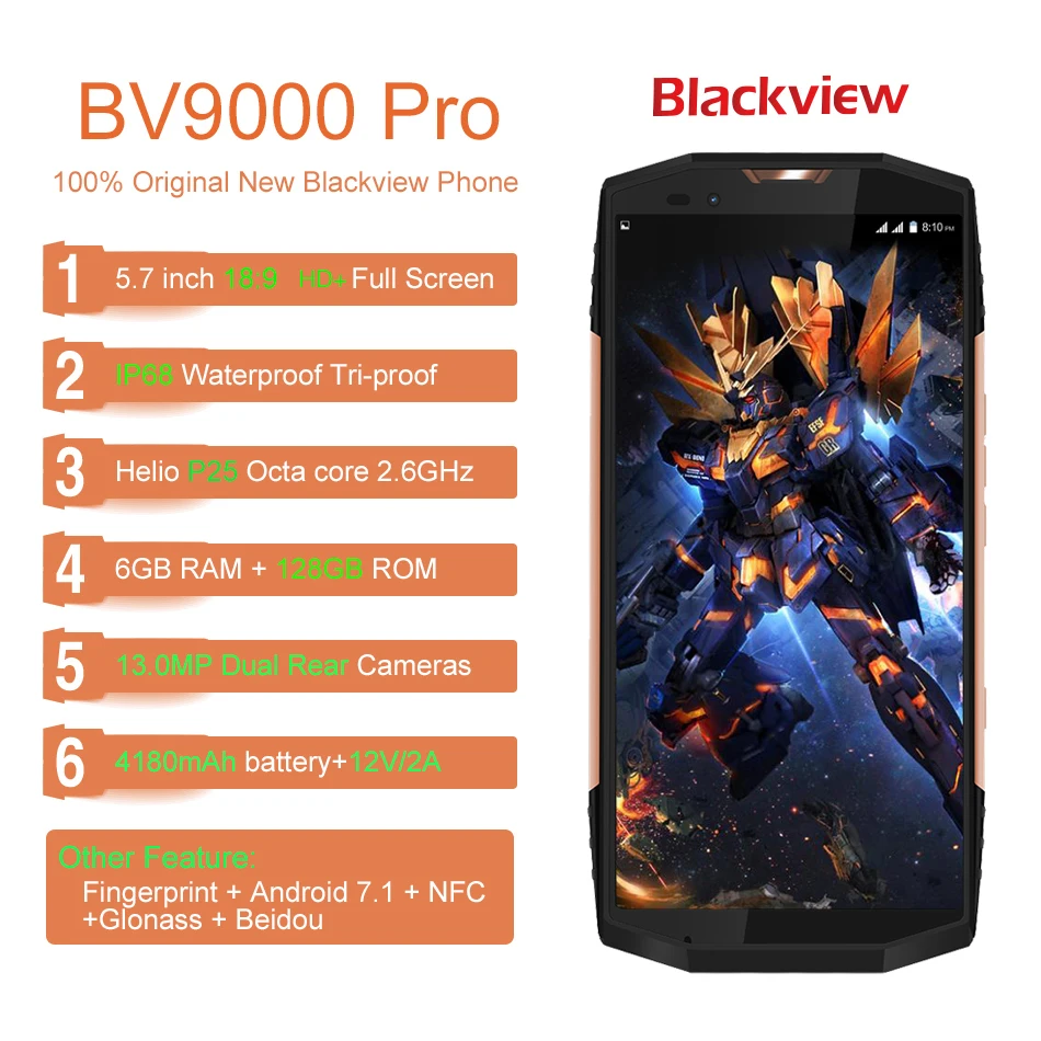 Blackview BV9000 Pro 5 7 &quotHD + 18:9 4G водонепроницаемый мобильный телефон с IP68 Android 1 Octa Core 6 ГБ