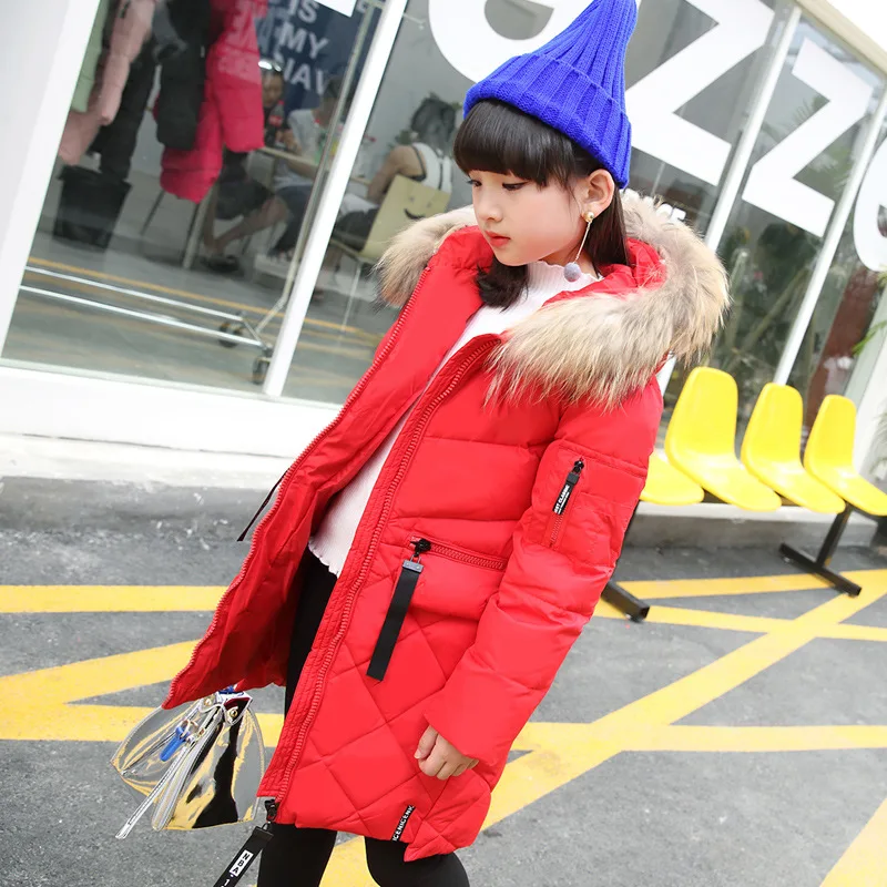 Новинка зимы 2017 длинные толстые пуховые парки для девочек куртка пальто модный