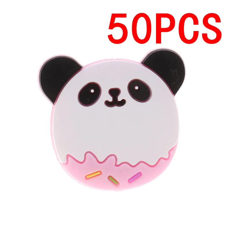 panda pink 50 шт Единорог жемчужные бусы силиконовые бусины-прорезыватели игрушки ребенок Diy животного грызунов комплект Еда Класс силиконовый Прорезыватель для зубов шарик-грызунок силиконовые бусины - Цвет: panda pink