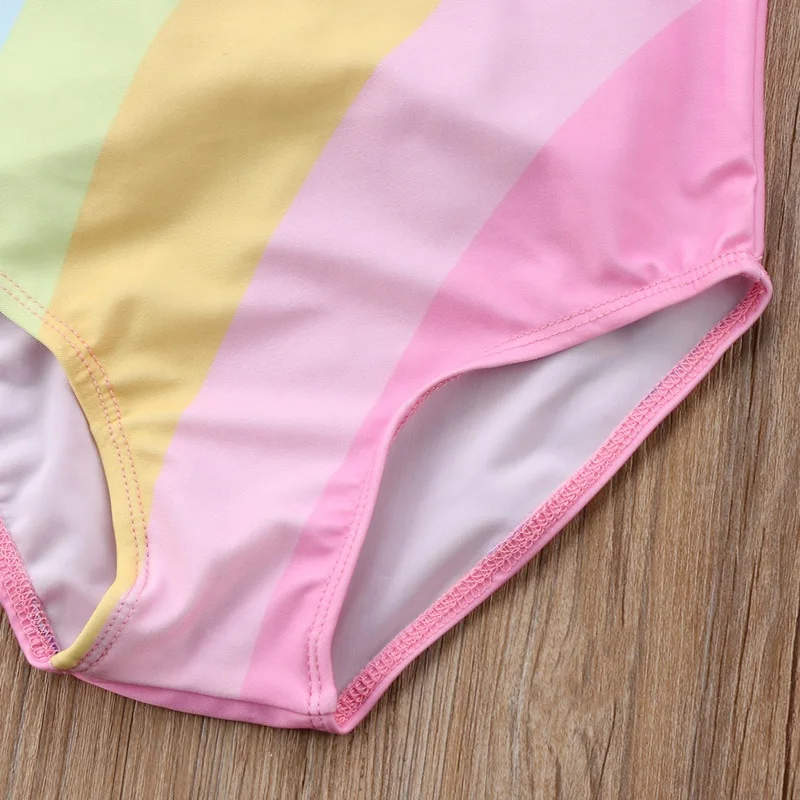 2018 хит детское бикини для маленьких девочек радужная пляжная одежда с открытой