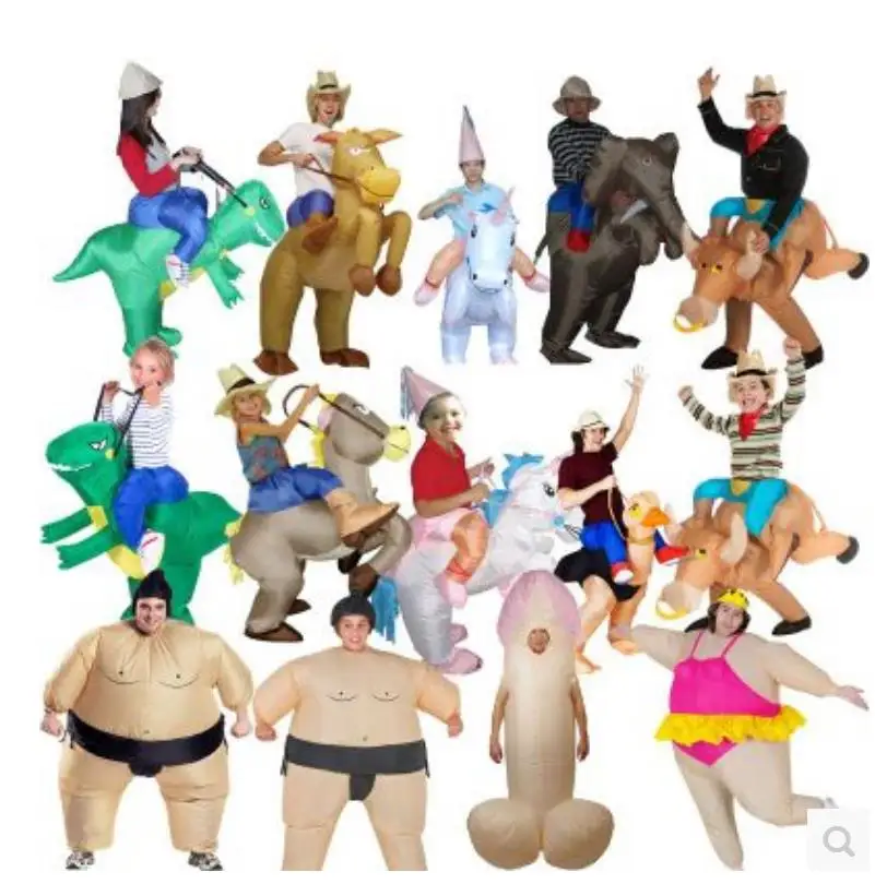 2017 надувной костюм на Хэллоуин для взрослых Детский веер T rex Gorilla Sumo Корова Лошадь