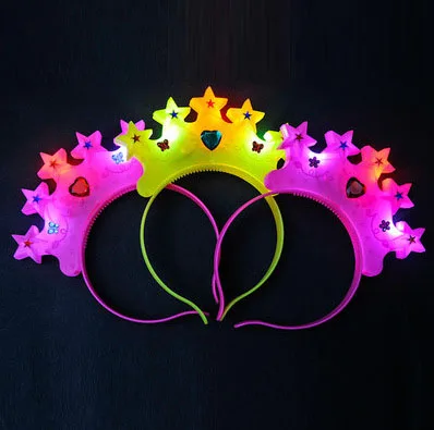 5PC/LOT Christmas LED Flashing Glow Headband Women Girls Crown Heart Light Up Hairbands Hair Accessories Party Supplies|Сверкающие