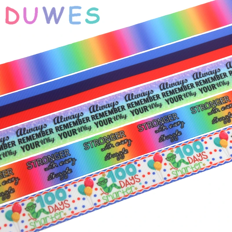 DUWES 50 ярдов градиент буквы 100 день борьбы печатных grosgrain ленточный аксессуар бант