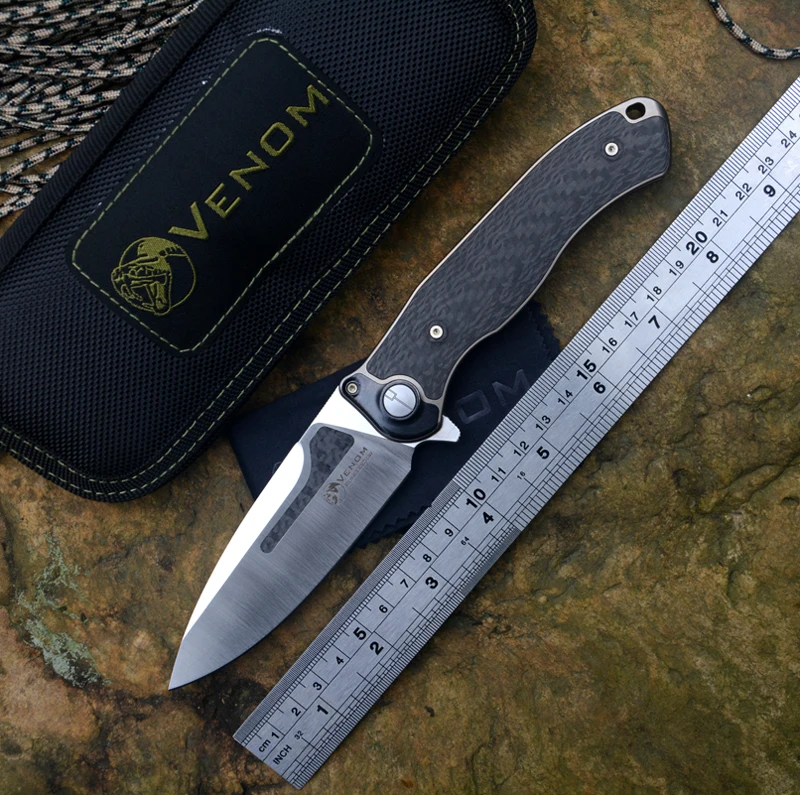 Кевин Джон нож Venom M390 Bone Doctor titanium CF ручка Флиппер для охоты на открытом воздухе карманные складные ножи с зажимом TC4