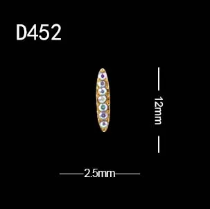 D452 10 шт./лот,, амулеты, Длинные полосы, стразы, для украшения ногтей, 3D, квадратная форма C, сплав, драгоценные камни для ногтей - Цвет: D452