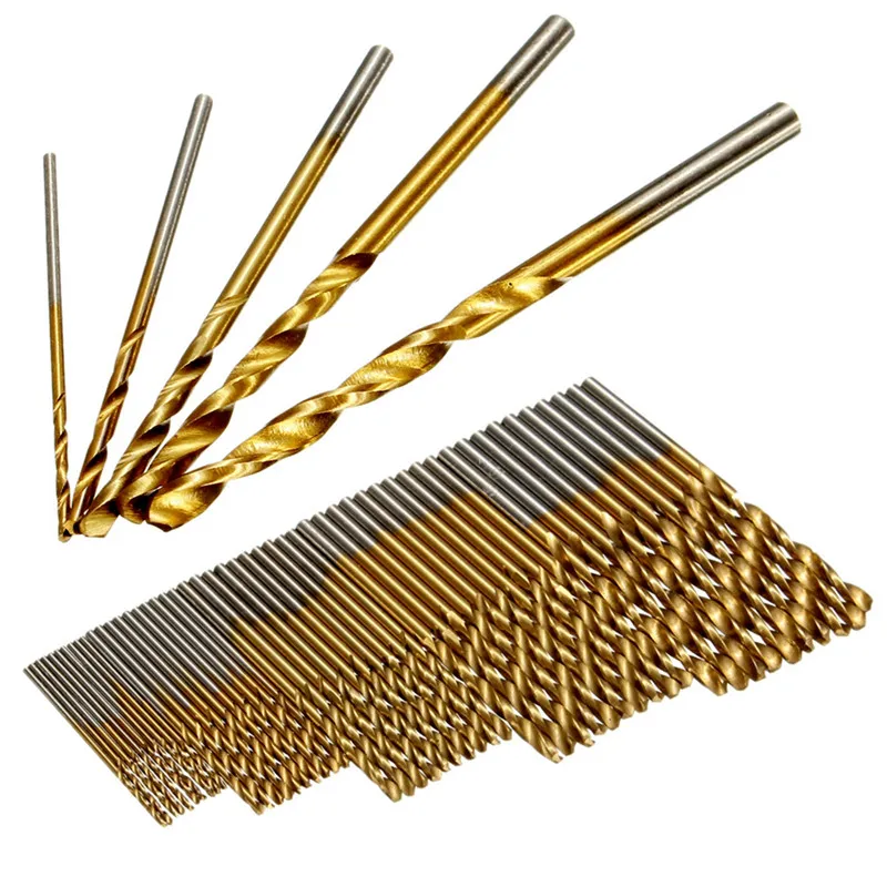 Фото 50Pcs HSS Titanium Coated Drill Bits High Speed Steel Set Tool Power Drilling Tools for Wood 1/1.5/2/2.5/3mm Инструменты 50Pcs HSS Titanium Coated Drill Bits High Speed Steel Set Tool Power Drilling Tools for Wood 1/1.5/2/2.5/3mm Инструменты