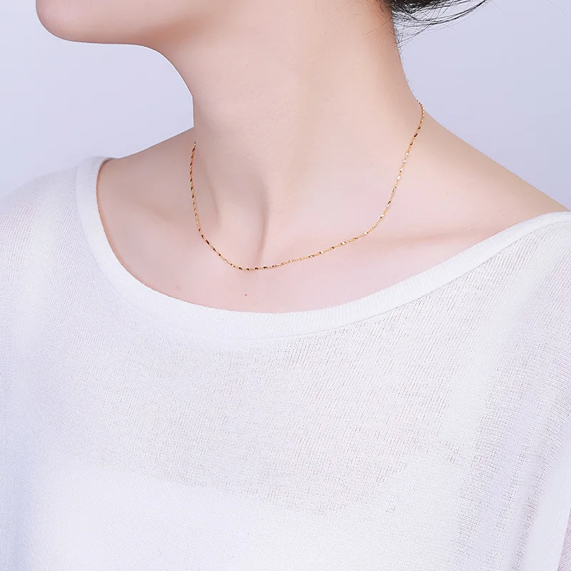 Однотонная цепочка из стерлингового серебра 1 2 мм ожерелье белого золота желтого