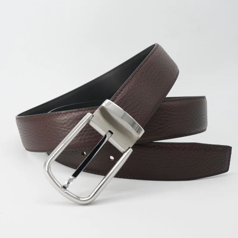 Silver D Brown belt Ремень мужской Нержавеющая сталь Пряжка Для мужчин кожаный ремень роскошные Бизнес пояс из натуральной кожи harajuku торжественное платье ремня Упаковка подарков ремень мужской натуральная кожа - Цвет: Silver D Brown belt
