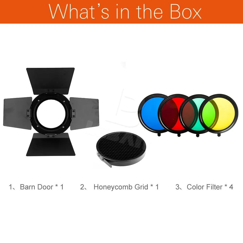 Фонарь с сотовой сеткой и 4 цветными фильтрами для фотостудии|barn door|for photoflash studio kit