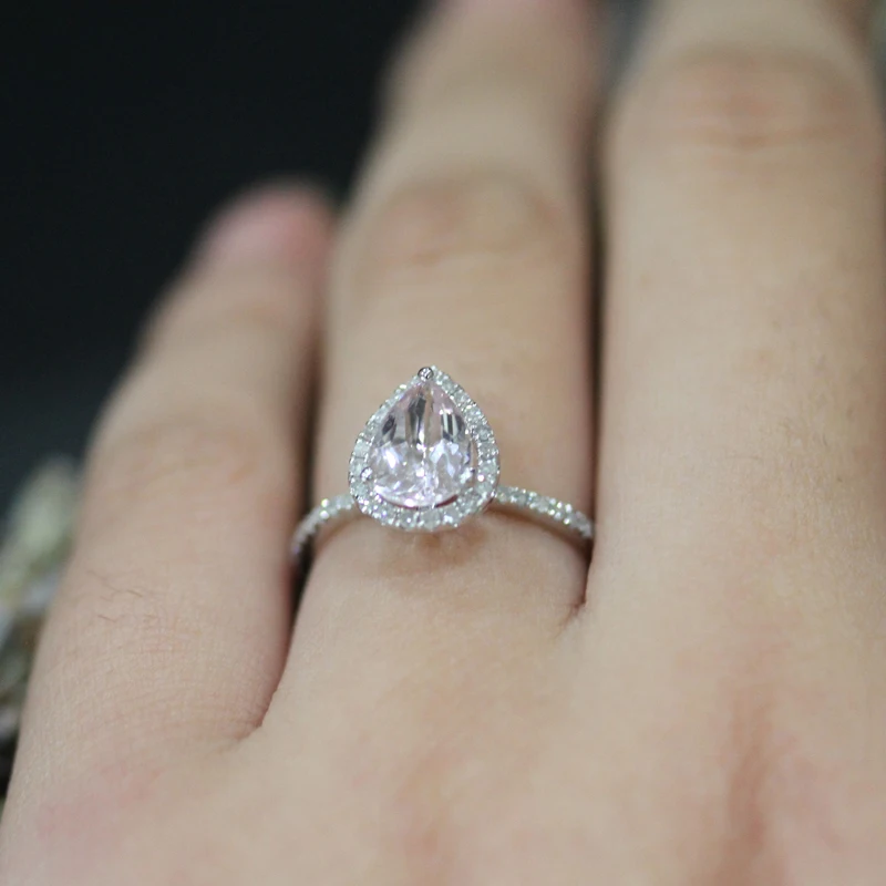 

DUPUY Natural Morganite Gem Engagement Ring Water Drop Styling Fashion Elegant Engagement Ring Women's High Jewelry D180227