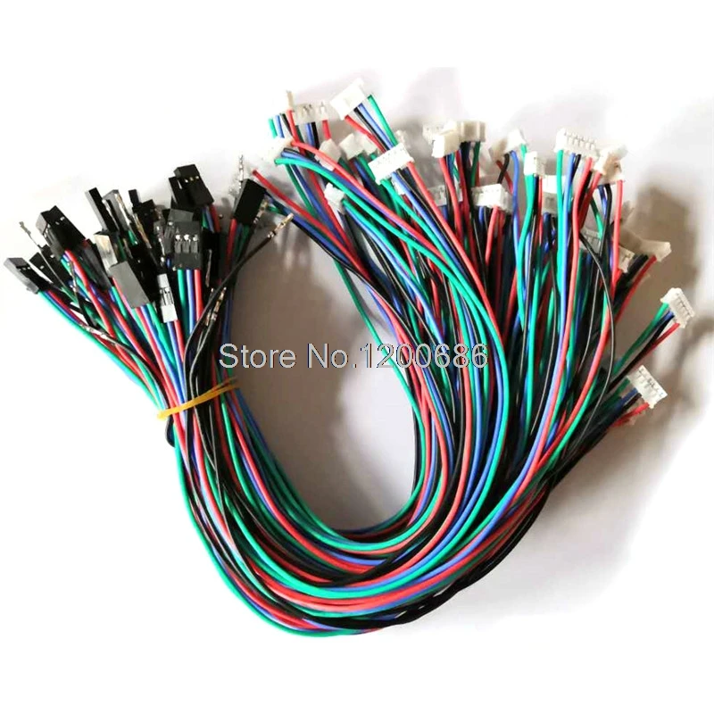 Гибкий силиконовый провод 300 мм JST PH 2 Шаг 6 контактов 4x 26AWG подключенный к 4