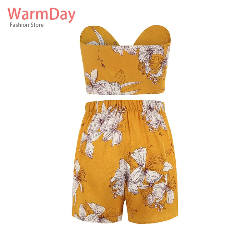 Warmday Лето 2019 г. пикантные комплект из двух предметов для женщин клуб наряды шорты