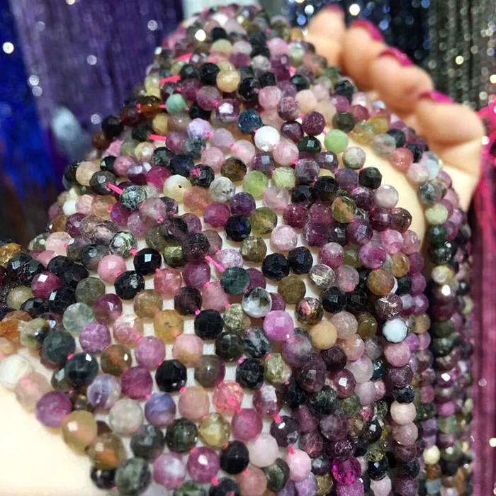 Tourmaline Маленькие бусины из натурального камня Турмалин Солнечный камень гранат Амазонит 3 4 5 мм сечение свободные бусины для самостоятельного изготовления ювелирных изделий браслет - Цвет: Tourmaline