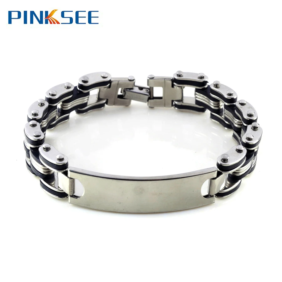 Мужской браслет из высококачественной нержавеющей стали и силикона аксессуары