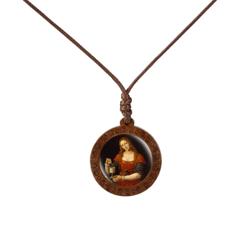 Leonardo Da Vinci деревянная подвеска ожерелье ювелирные изделия Мона Лиза Тайная