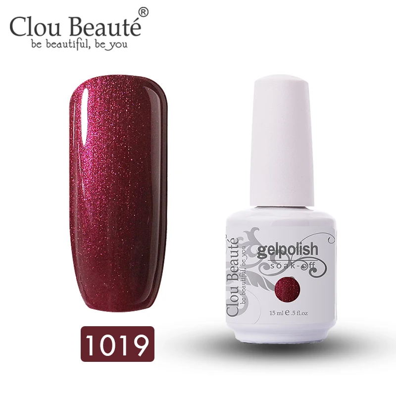 1019 УФ гель-лак для ногтей Clou Beaute 15 мл 244 цвета, лак для ногтей с блестками, лак для ногтей для базового и верхнего слоя, лак для ногтей, стойкий УФ гель-лак - Цвет: 1019