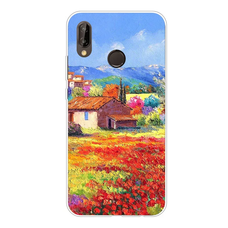 huawei nova 3e Case Silicon Vivid flowers Painting Soft TPU Back Cover for Phone protect Bags shell |