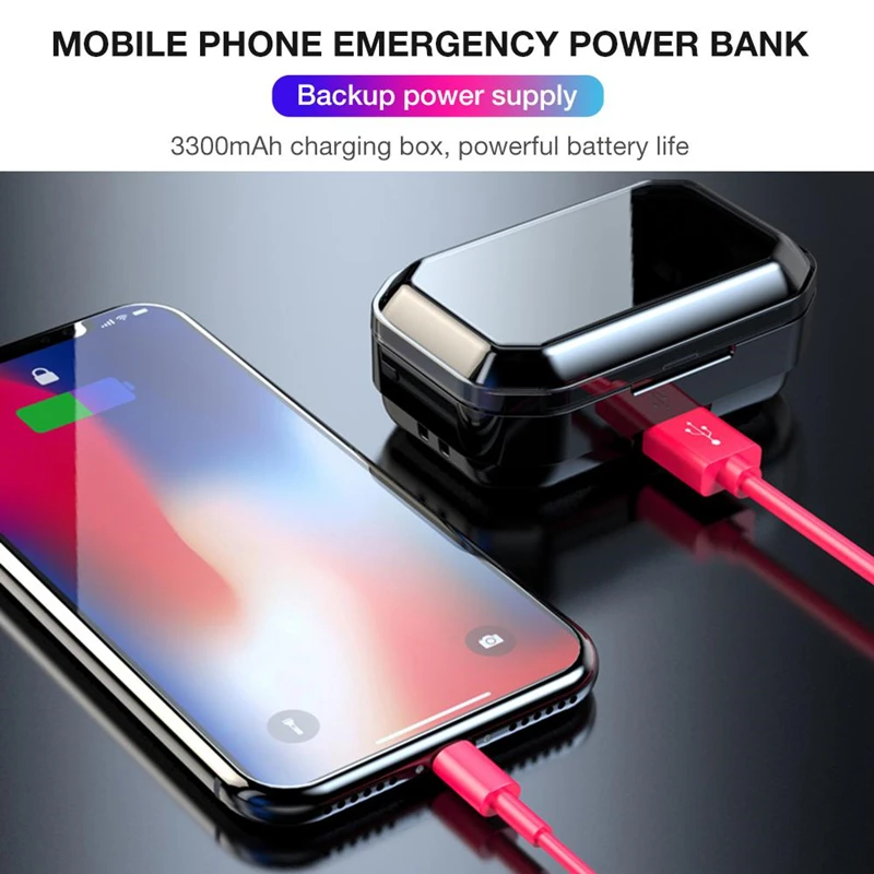 Bluetooth наушники G02 TWS игровые наушники стерео гарнитура бас объемный IPX7 водонепроницаемые наушники встроенный 3300 мАч аккумулятор беспроводные наушники