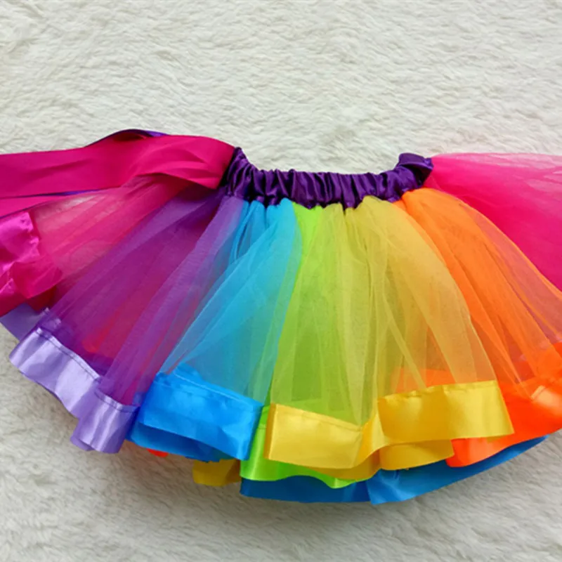 Новые юбки для девочек сезона 2017 юбка с радужным рисунком бантом юбка-пачка