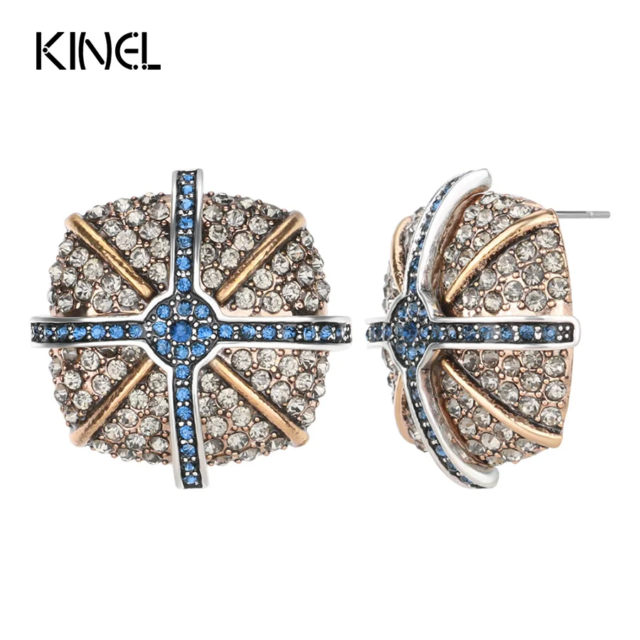 Новинка 2017 роскошные Винтажные серьги Kinel Стразы для женщин старинное золото