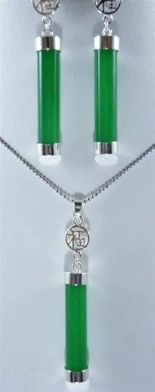 Бесплатная доставка Зеленый Камень Висячие серьги кулон ювелирный набор&gt GP