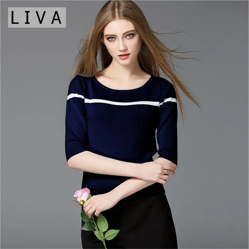 Мягкая одежда женская футболка Мода 2017 вязаный свитер хлопковая с коротким