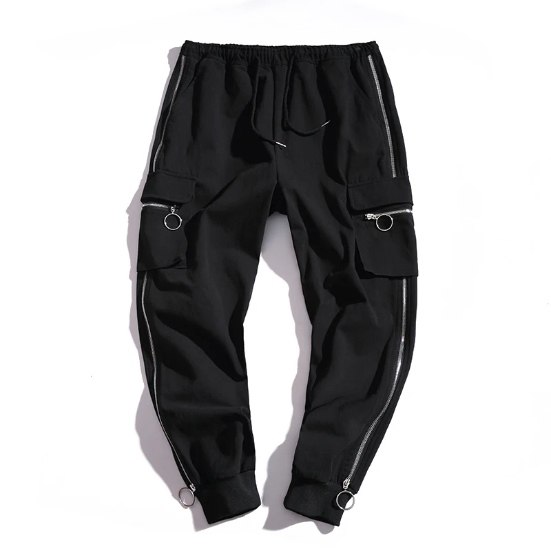 

Men Casual pants Solid Harem Sweatpants Male Cotton Multi-pocket Sportwear Baggy Comfy Cargo pant Mens Joggers Zipper decoration