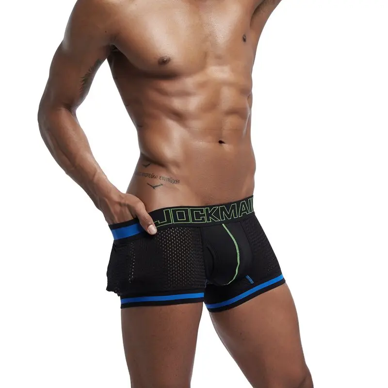 JOCKMAIL, боксеры, эластичная сетка, нижнее белье, мужские боксеры, Homme Cueca, боксеры, шорты, сексуальные мужские боксеры с мешочком, мужские трусы для геев