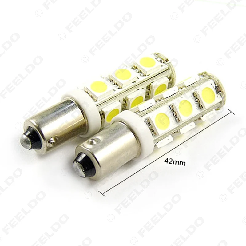 FEELDO 2 шт. 7 цветов BA9S T4W 1895 5050 13SMD 13LED лампа Автомобильные Боковые светодиодные лампы