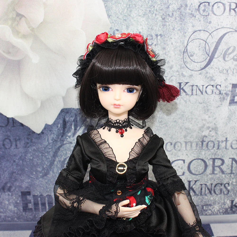 Fortune дней 1/4MMGIRL BJD Кукла Совместное тела с ручным душем-макияж reborn для маленьких девочек черное платье игрушечная обувь кукла Изысканная подарочная коробка