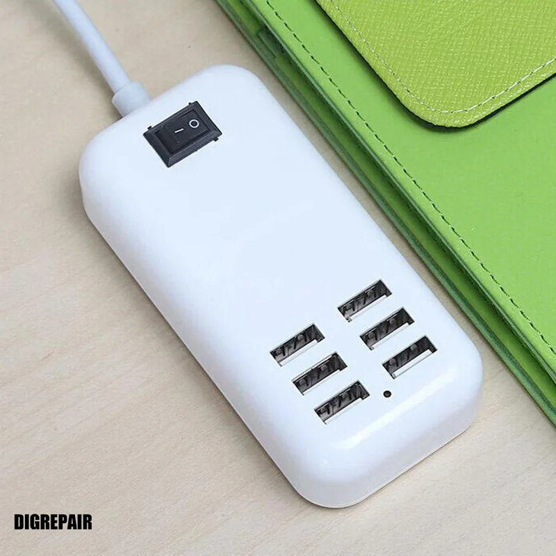 6-Порты USB Зарядное устройство Настольный смарт-адаптер с светодиодный светильник 5 V/3A Быстрая зарядка для iPhone X 8 iPad samsung для зарядки мобильного телефона