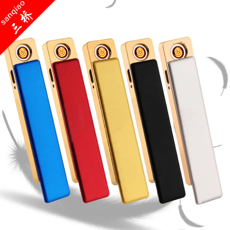 06 креативная пластиковая Длинная тонкая электронная перезаряжаемая зажигалка с