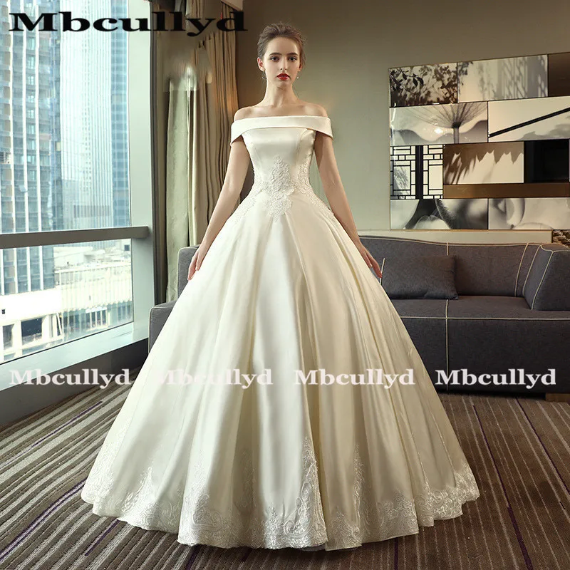 Mbcully роскошное свадебное платье бальное с открытой спиной атласные кружевные