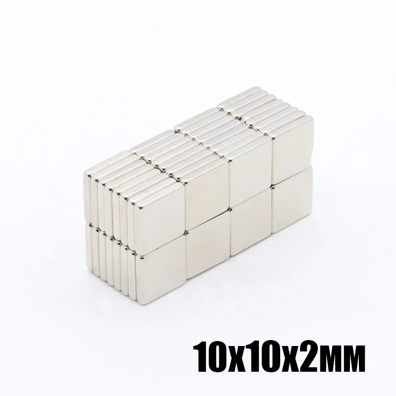 100 шт. 10x10x2 мм N35 Сильный квадратный NdFeB редкоземельный магнит 10*10*2 неодимовые
