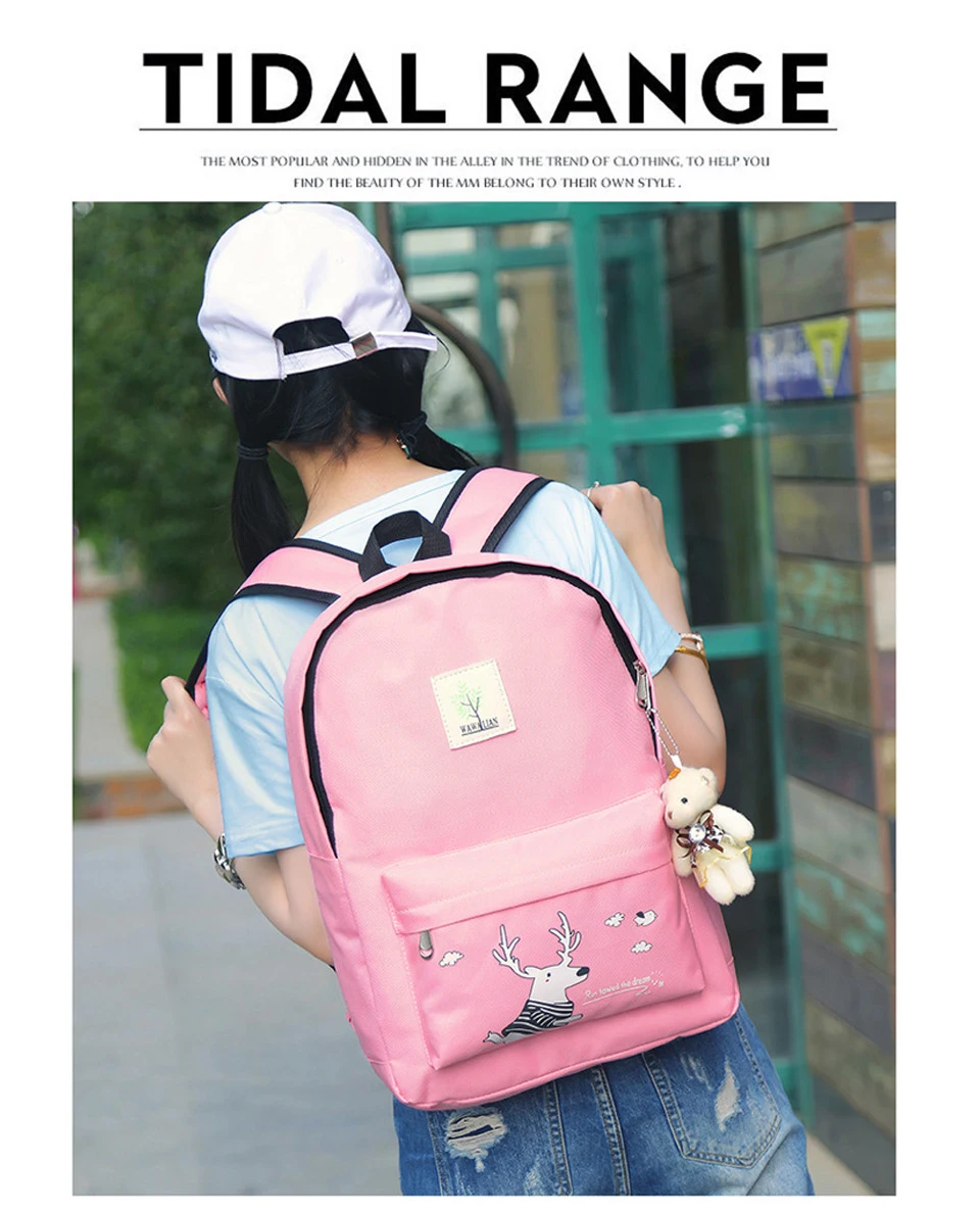 New Teenager Big Capacity School Backpacks Canvas Cartoon Solid Bag Fashion Designer Backpacks Women High Quality