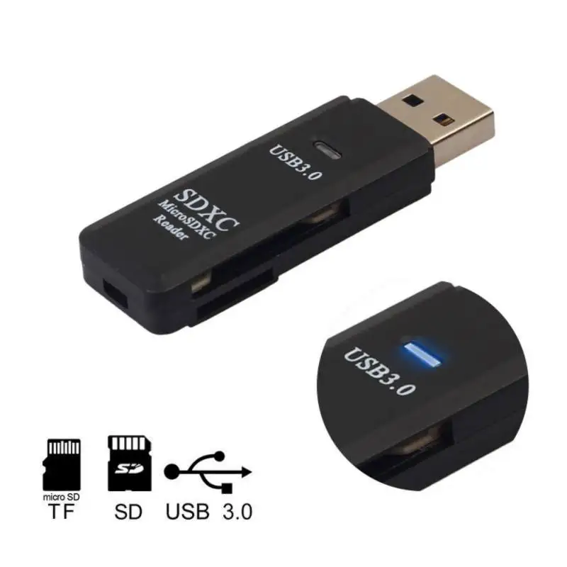 Portable 2 in 1 memory card reader usb 3.0 adapter for SD/TF micro SD PC computer laptop accessories S01 | Компьютеры и офис