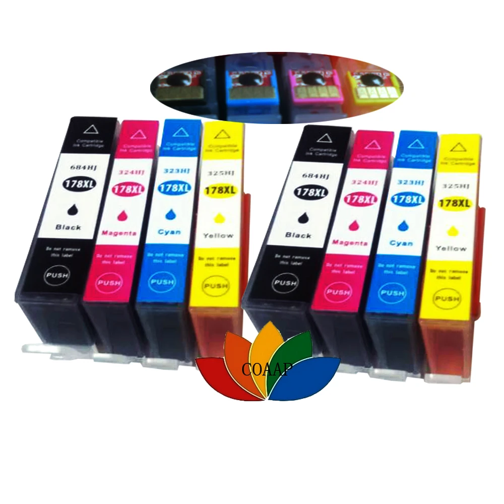 8 совместимых чернильных картриджей для принтера hp178 XL Deskjet 3070A 3520 Officejet 4620 Photosmart 5510