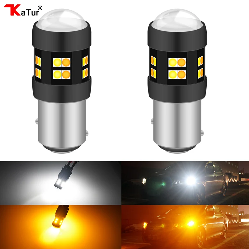 Katur 2 шт. BAY15D 3157 7443 Switchback LED двухцветная лампа передний указатель поворота Янтарный