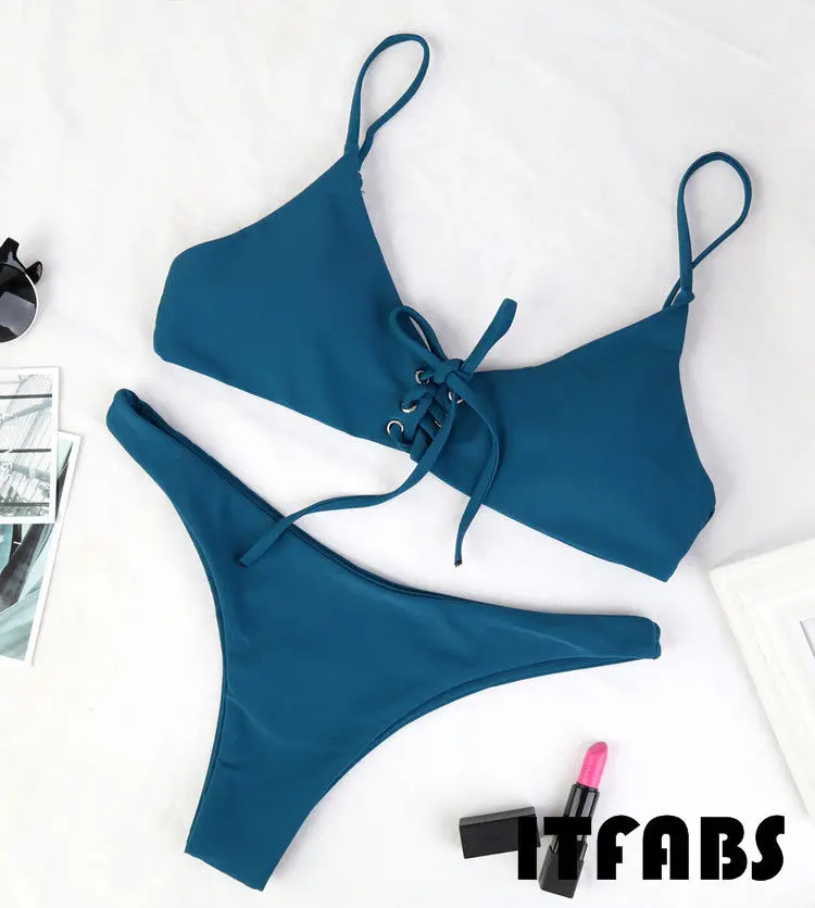 Женский комплект бикини с пуш-ап бюстгальтером пляжный купальник купальный