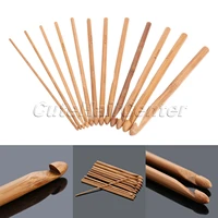 new costura 12 size bamboo handle crochet hook knitting needles yarn weave craft sewing accessories knitting needles tools