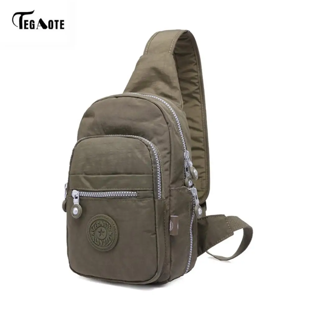 TEGAOTE,, нейлоновая мужская сумка на плечо, модная, трендовая, высокое качество, мужская сумка через плечо, черная, нагрудная сумка, мужские сумки, Bolsa - Цвет: Армейский зеленый