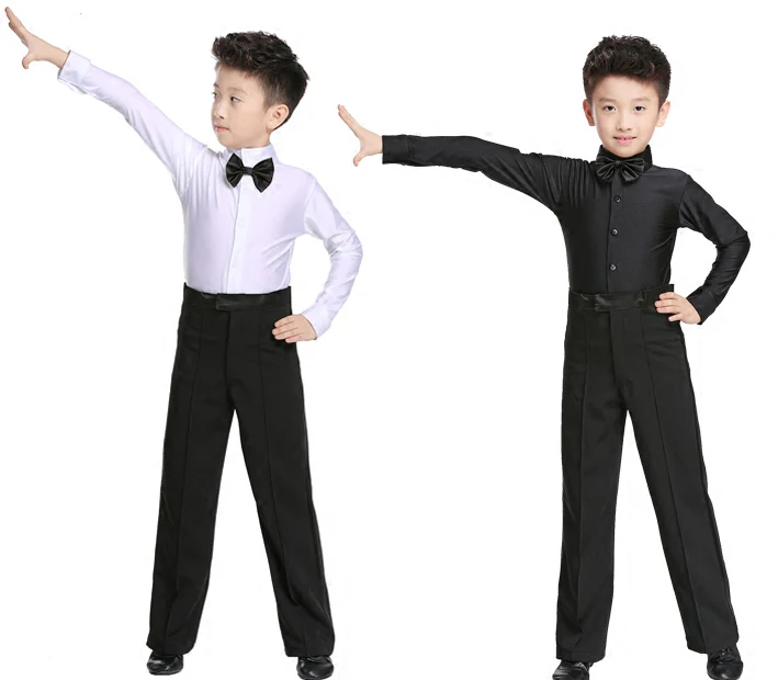 Футболка для латиноамериканских танцев мальчиков Однотонная рубашка из