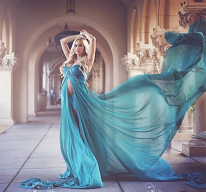 turquoise Le пара материнства фотография Реквизит длинное шифоновое платье сладкое сердце Materrnity макси платья для фотосессии беременных женщин платье - Цвет: turquoise