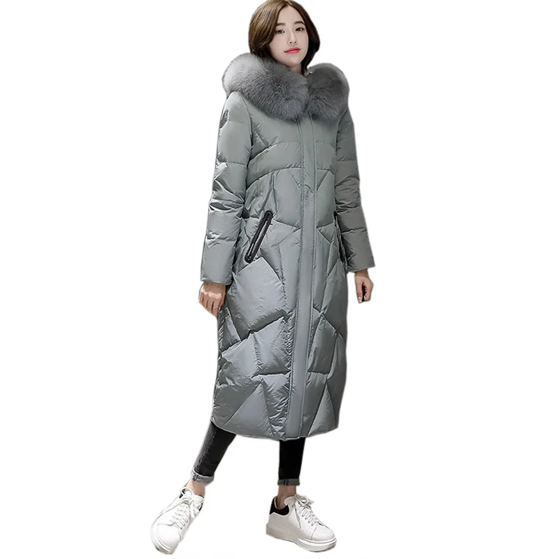 Omlesa длинный пуховик Для женщин большой Размеры Новинка 2017 года зимние парки с