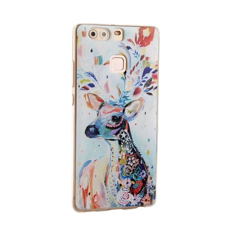 Высокое Качество Мягкой ТПУ 3D Печати Стерео Чувство Полное Покрытие Case для Huawei P9