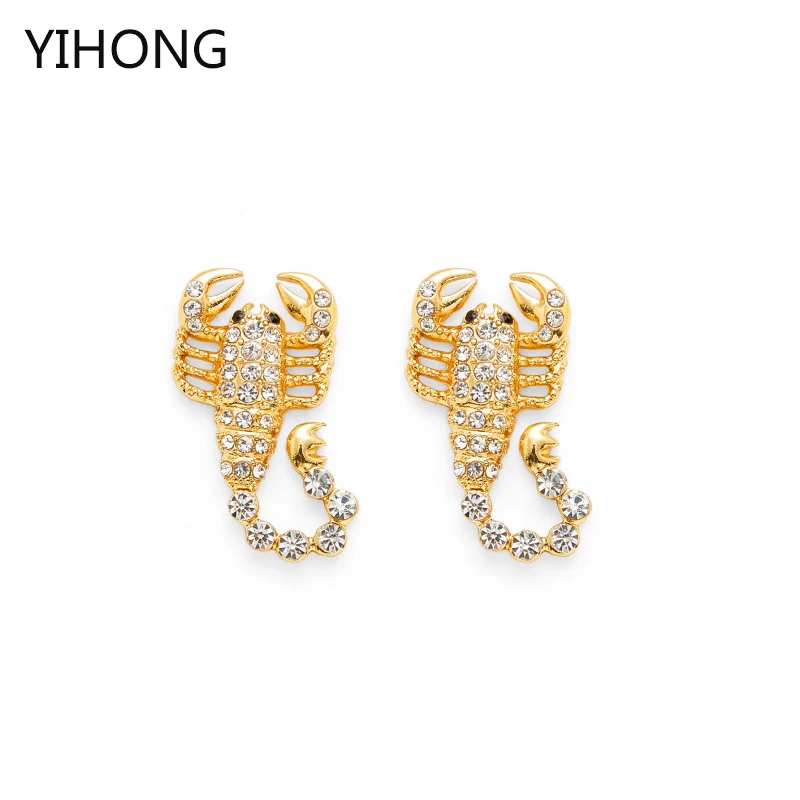 Женские серьги гвоздики с кристаллами золотистого цвета|pendant with earring|earings crystalear