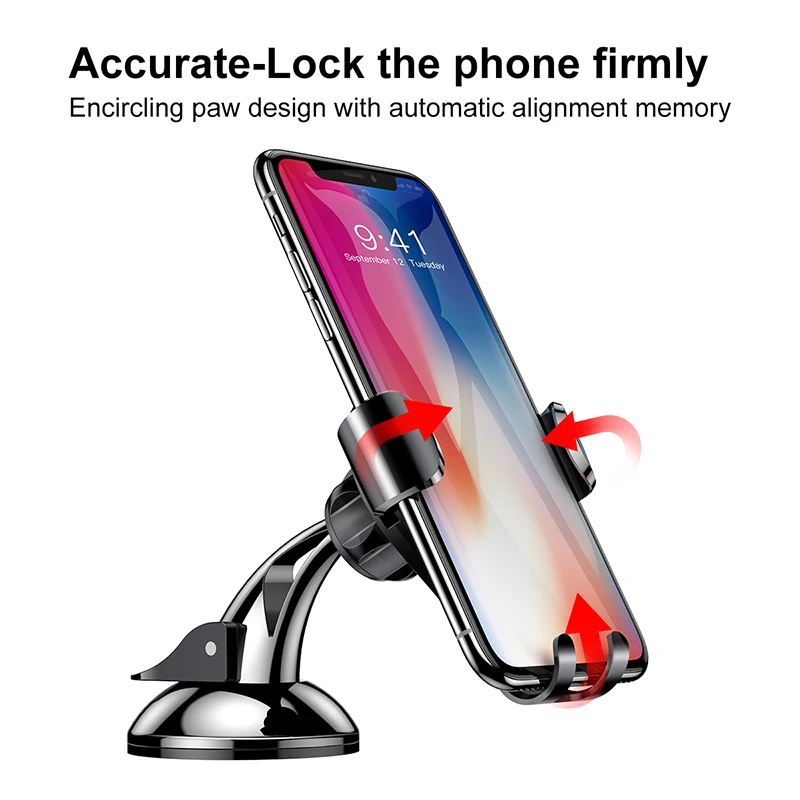 baseus gravity car phone holder for iphone x 8 samsung s10 suction cup car mount holder windshield bracket for phone in car free global shipping